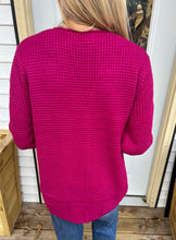 Load image into Gallery viewer, Magenta Waffle Cardigan
