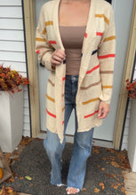 Load image into Gallery viewer, Lightweight Cream Stripe Cardigan
