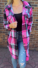 Load image into Gallery viewer, Longline Pink and Black Plaid Shacket
