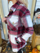 Load image into Gallery viewer, Burgundy and Black Plaid Shacket
