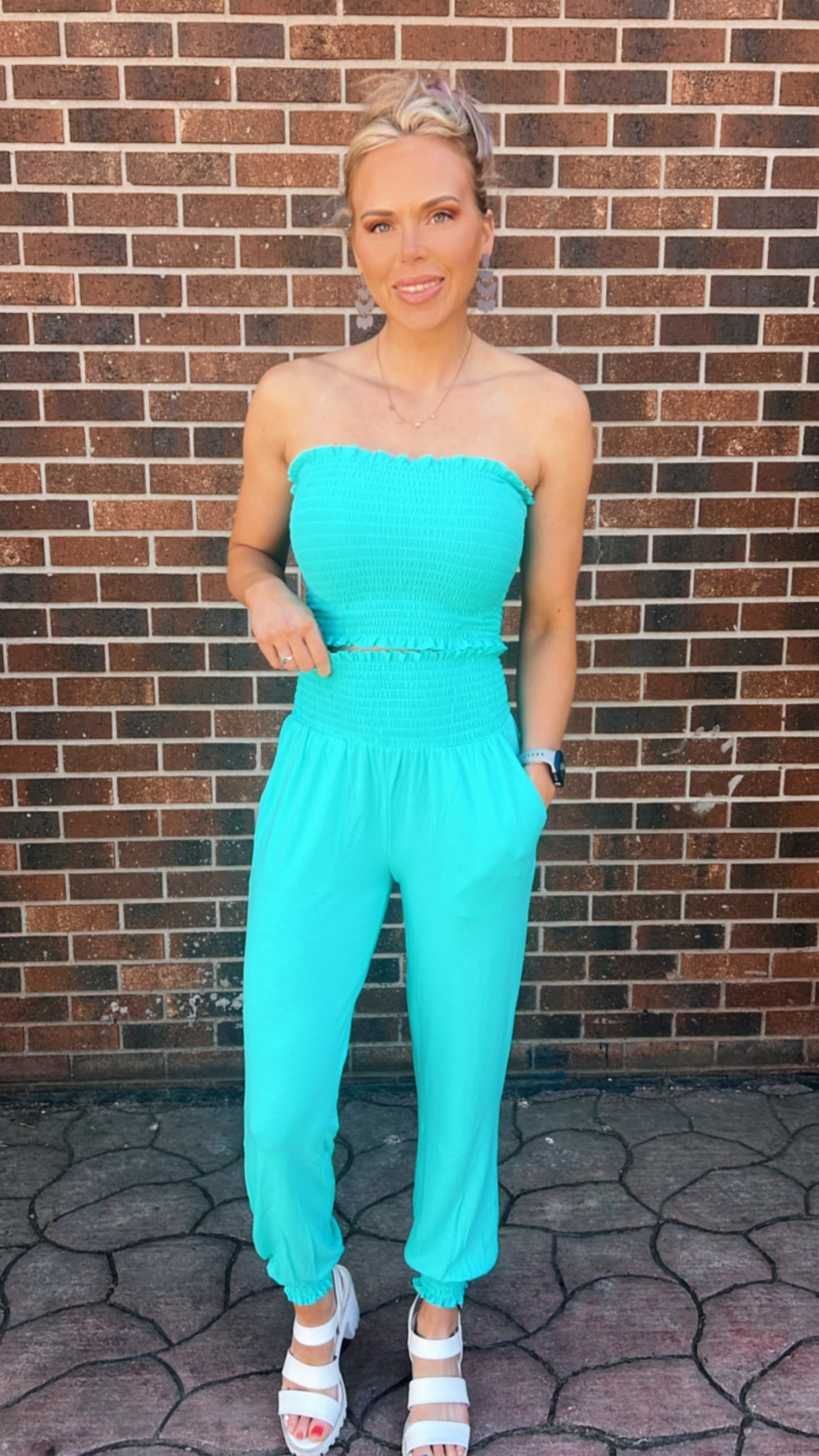Mint Tube Top and Matching Pants