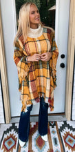 Load image into Gallery viewer, Gold Plaid Poncho Sweater
