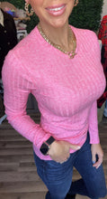 Load image into Gallery viewer, Fuchsia Ribbed Long Sleeve Top
