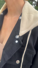 Load image into Gallery viewer, Black Denim hoodie Jacket
