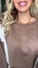 Load image into Gallery viewer, Mocha Cable Knit Texture Top
