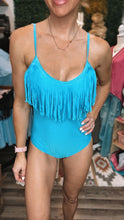 Load image into Gallery viewer, Lt. Blue Fringe One Piece Swimsuit
