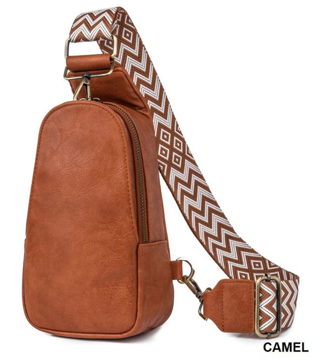 Vegan Leather Sling Crossbody Bag