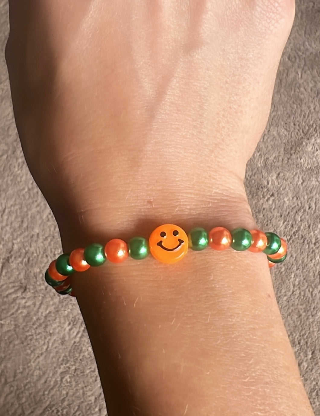 Green and Orange pearl Halloween Bracelet