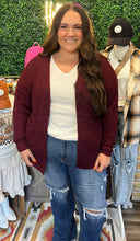Load image into Gallery viewer, Curvy Burgundy Waffle Cardigan
