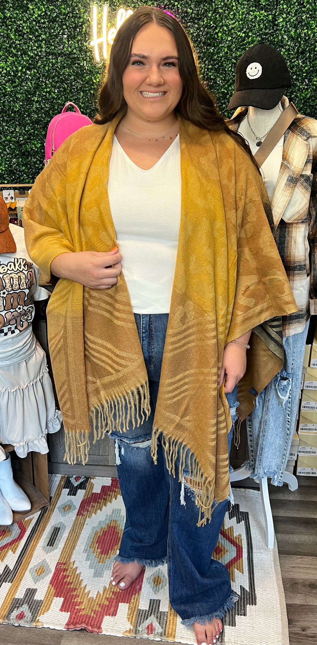 Gold and Leopard Sweater Shawl