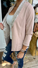 Load image into Gallery viewer, Blush Sequin Open front Blazer
