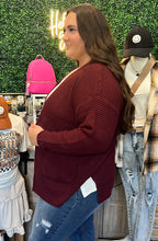 Load image into Gallery viewer, Curvy Burgundy Waffle Cardigan
