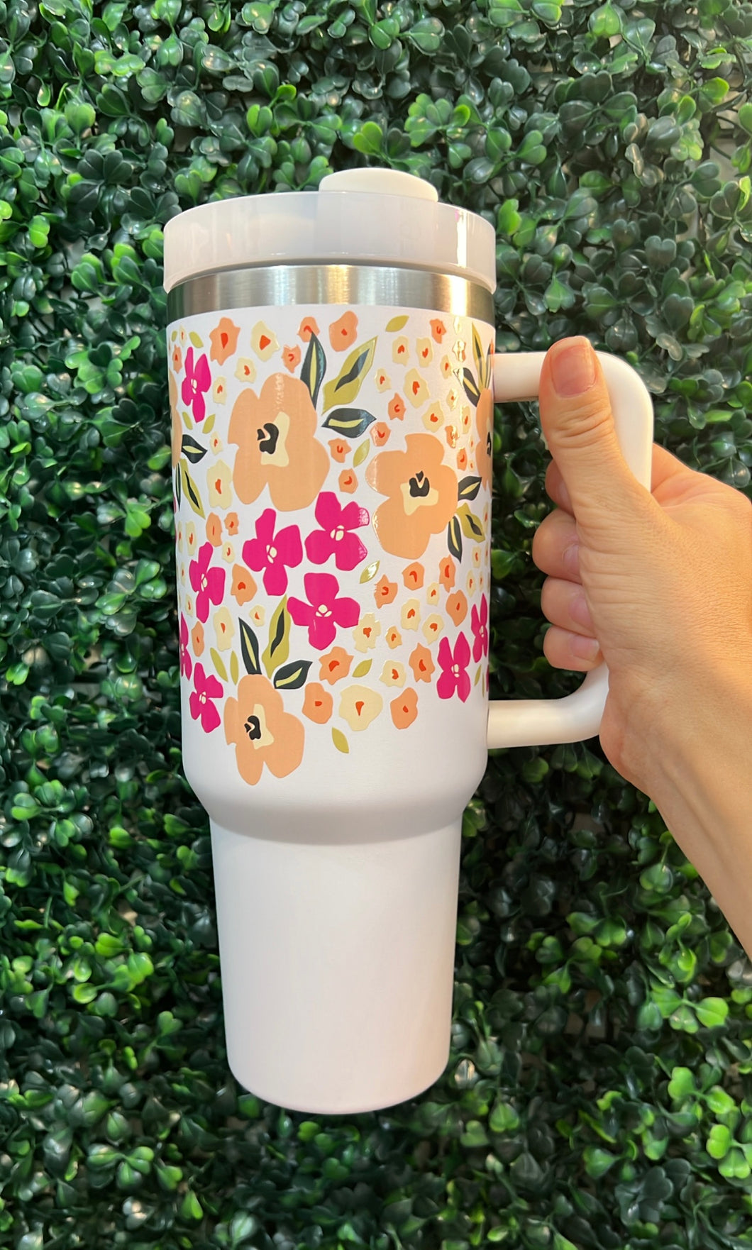 Flower White 40oz Stainless Steel Tumbler