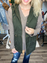 Load image into Gallery viewer, Olive Military Hooded Vest
