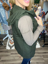 Load image into Gallery viewer, Olive Military Hooded Vest
