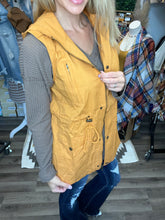 Load image into Gallery viewer, Mustard Military Hooded Vest
