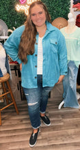 Load image into Gallery viewer, Curvy Teal Fleece Shacket
