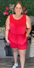 Load image into Gallery viewer, Curvy Red Tank Romper
