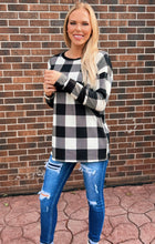 Load image into Gallery viewer, Black and White Plaid Top
