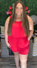 Load image into Gallery viewer, Curvy Red Tank Romper
