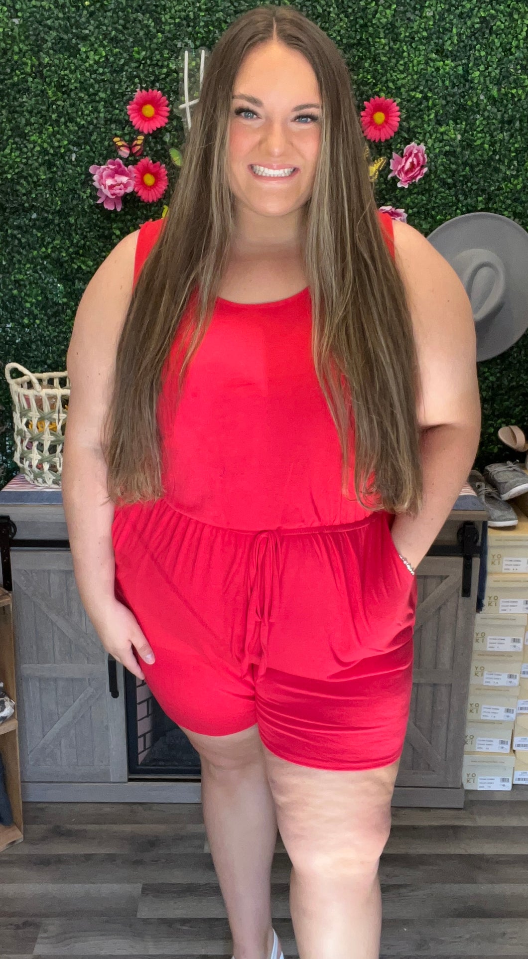 Curvy Red Tank Romper