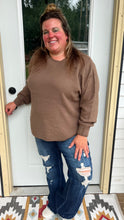 Load image into Gallery viewer, Curvy Mocha Waffle Knit Sweater
