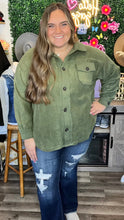 Load image into Gallery viewer, Curvy Olive Fleece Shacket

