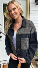Load image into Gallery viewer, Black Denim Leopard Jacket
