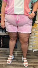 Load image into Gallery viewer, Pink Acid Wash Denim Shorts
