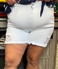 Load image into Gallery viewer, Curvy White Denim Shorts
