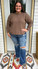Load image into Gallery viewer, Curvy Mocha Waffle Knit Sweater
