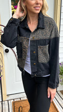 Load image into Gallery viewer, Black Denim Leopard Jacket
