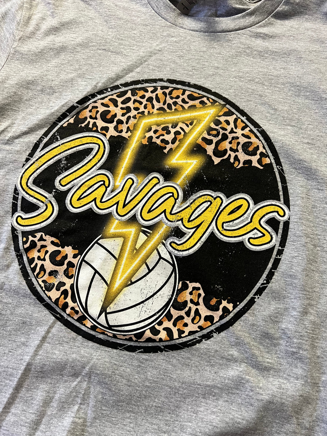 Lightning Bolt Leopard Volleyball Tee