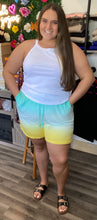 Load image into Gallery viewer, Curvy Mint/Yellow Cotton Shorts
