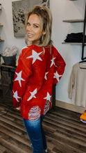 Load image into Gallery viewer, Red Distressed Star Sweater
