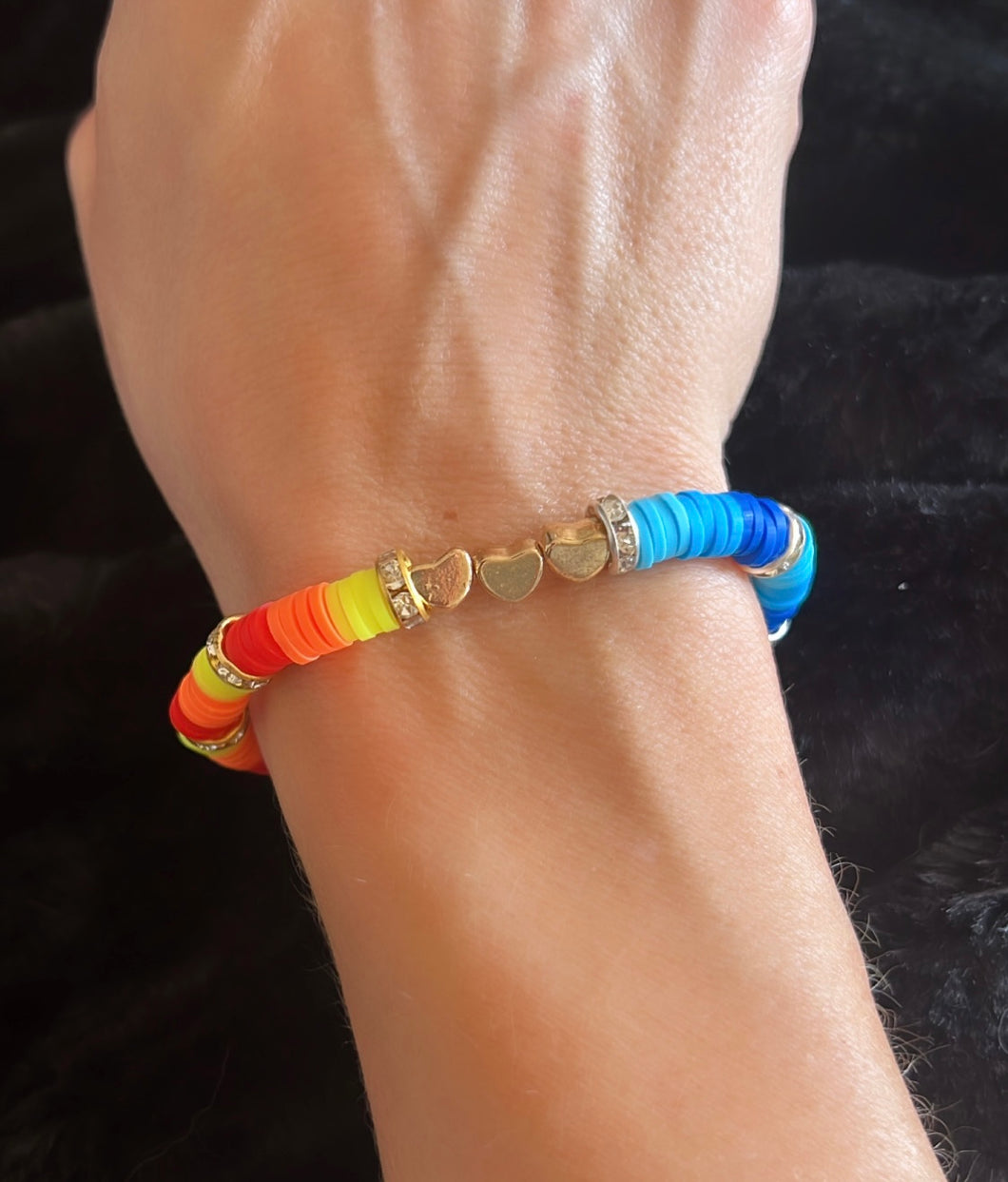 Fire and Ice Clay Bead Bracelet
