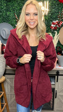 Load image into Gallery viewer, Burgundy Plush Sherpa Jacket
