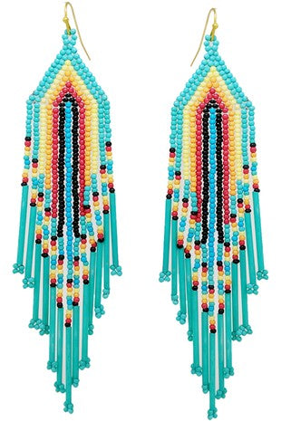 Turquoise Rainbow Bead Earrings