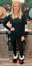 Load image into Gallery viewer, Black V-Neck Top and Legging Set
