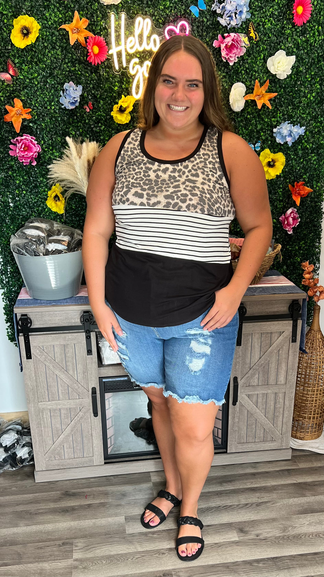 Curvy Distressed Medium Wash Bermuda Shorts