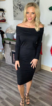 Load image into Gallery viewer, Black off the shoulder dress
