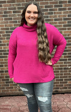 Load image into Gallery viewer, Magenta Thermal Cowlneck Sweater
