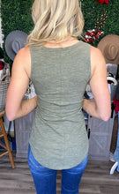 Load image into Gallery viewer, Ht. Olive Button V-Neck Tank
