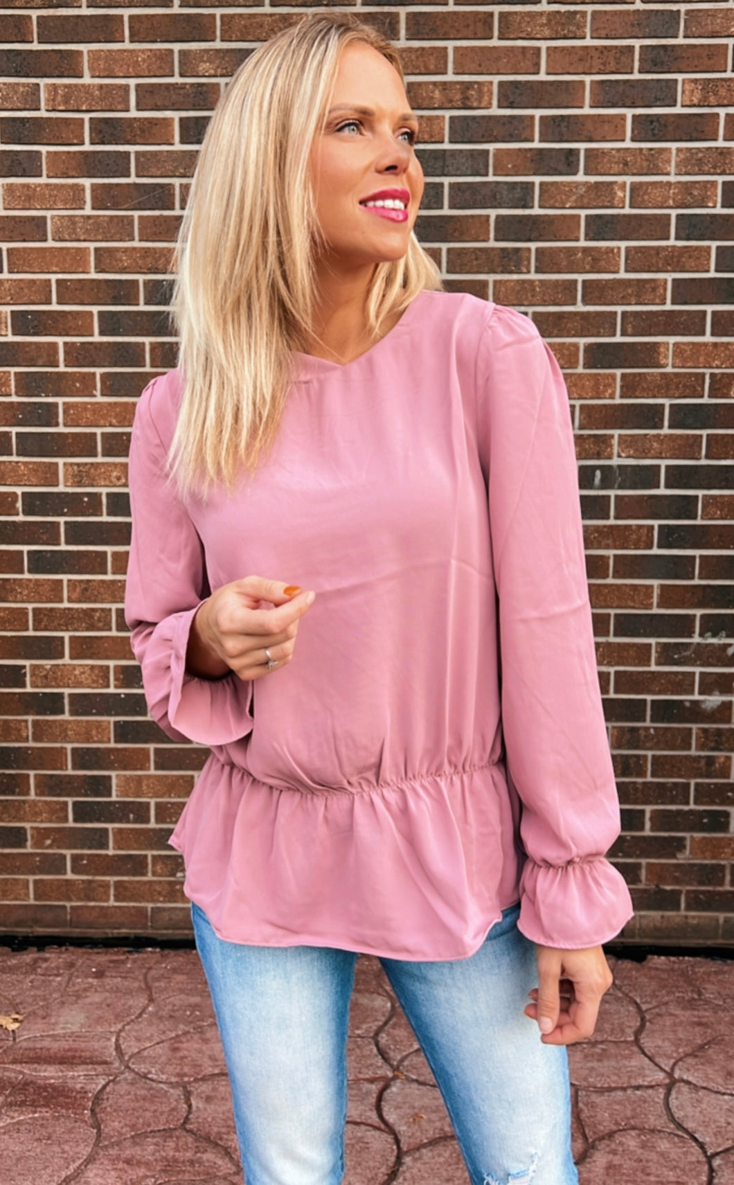 Pink Puff Sleeve Blouse