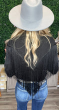 Load image into Gallery viewer, Black Fringe Button Down
