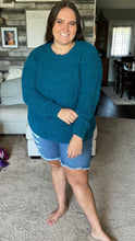 Load image into Gallery viewer, Curvy Teal Popcorn Sweater
