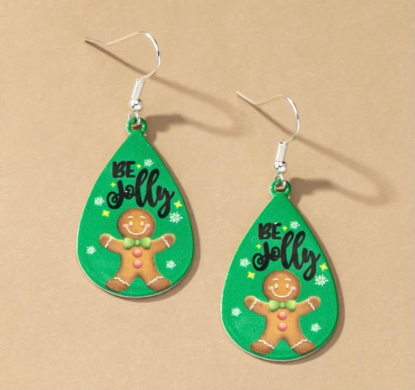 Metal Teardrop Gingerbread Earrings