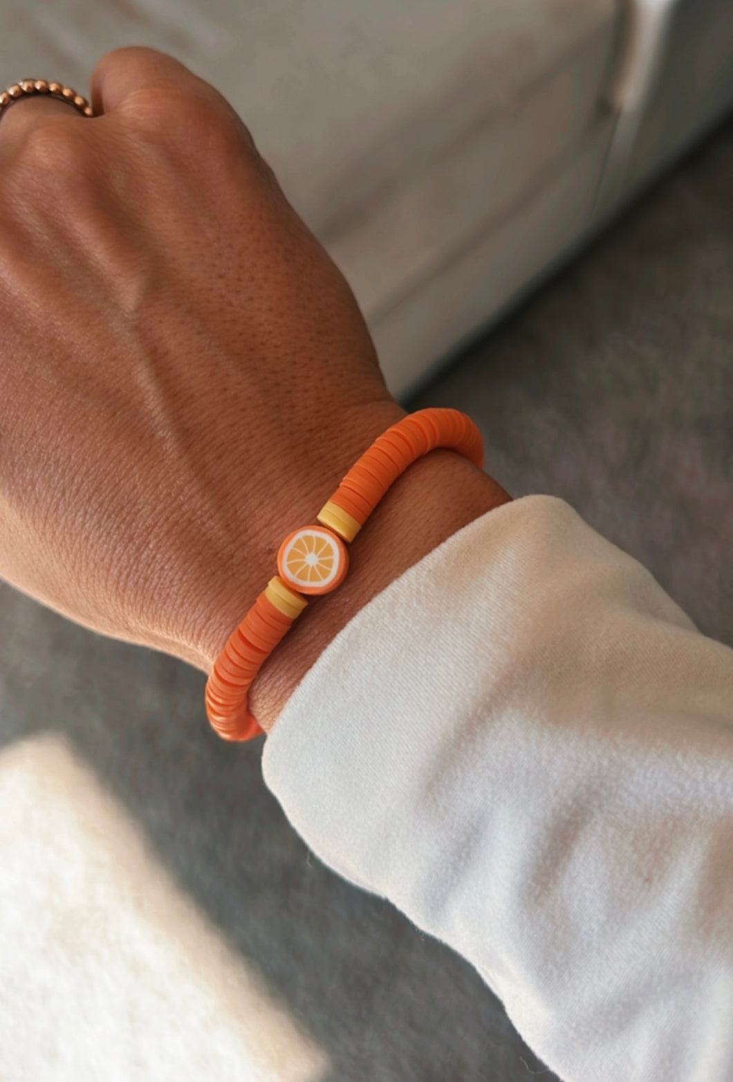 Orange Clay Bead Bracelet