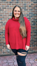Load image into Gallery viewer, Red Thermal Cowlneck Sweater
