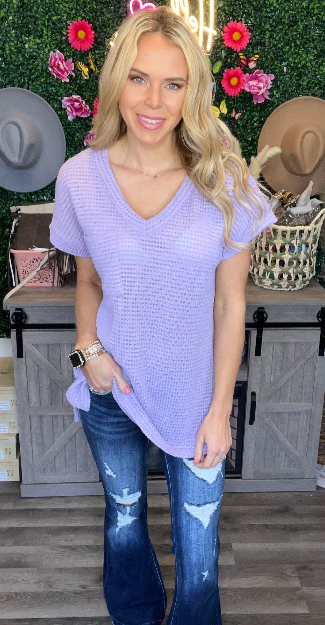 Lilac Waffle Top